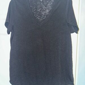 Athleta Black V-Neck Short Sleeve Tee